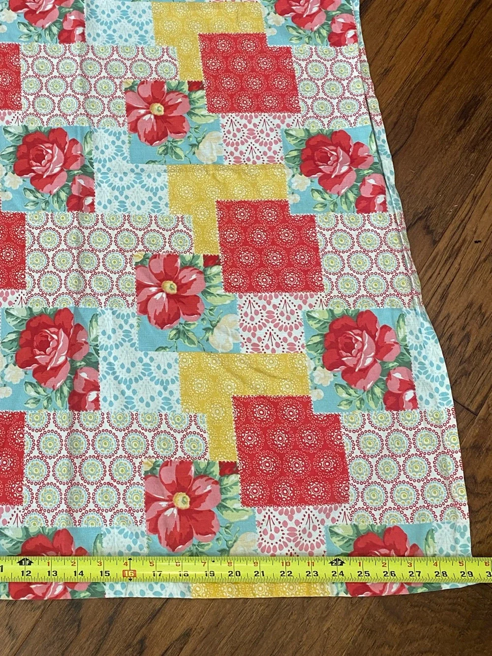 The Pioneer Woman Red Floral Patchwork Curtain Panel‎ & New Kitchen Towel